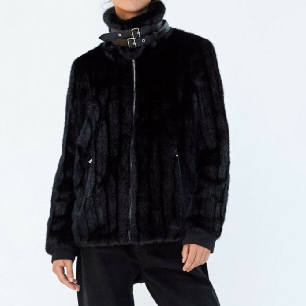 NWT Zara Faux Leather Teddy Biker Jacket